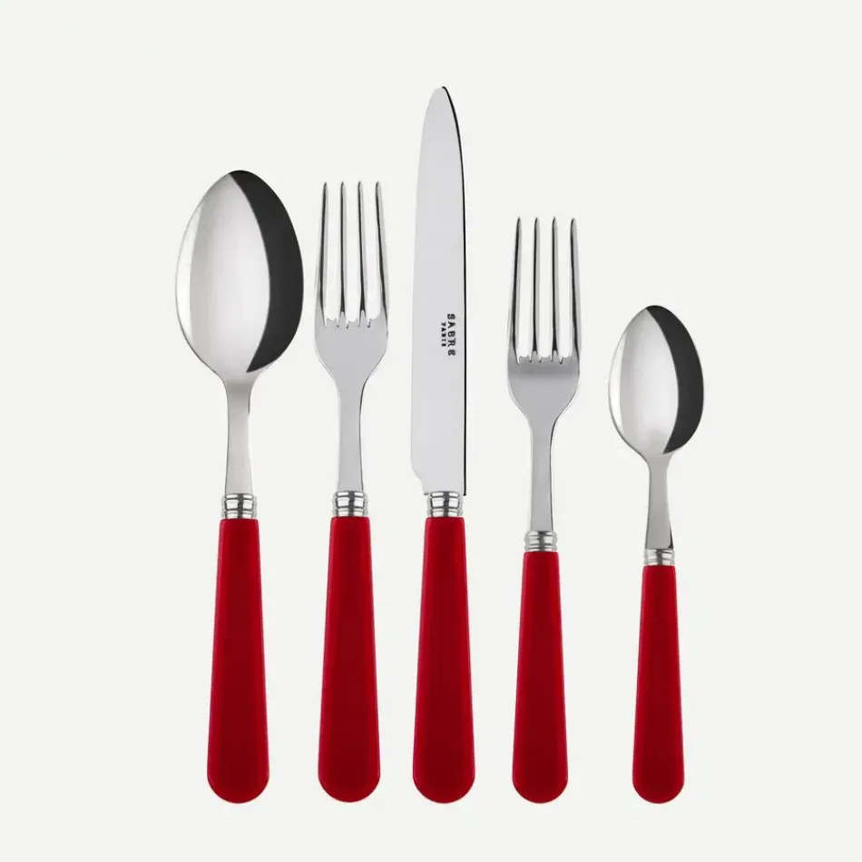 Duo Red 4-Pc Setting (Dinner Knife, Dinner Fork, Soup Spoon, Teaspoon)