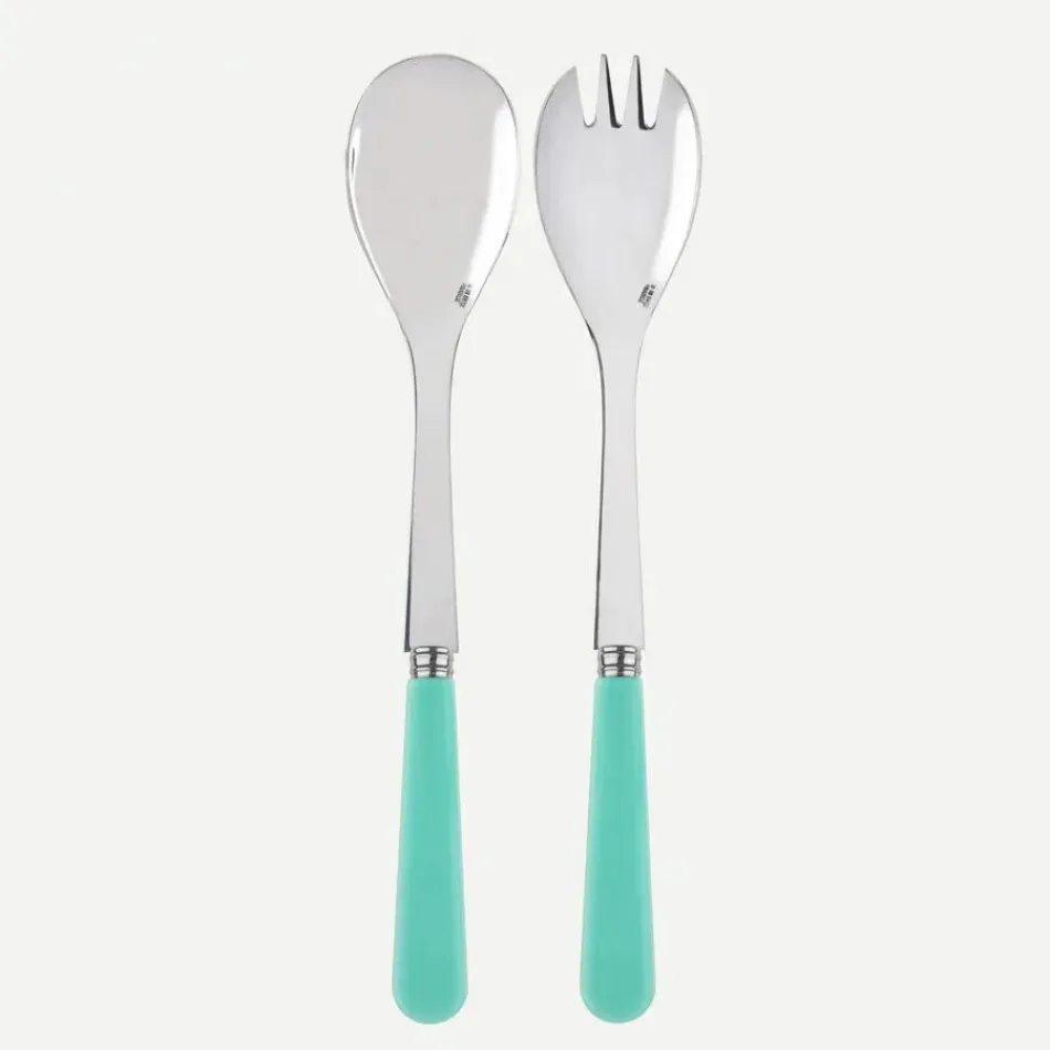 Duo Turquoise Salad Plate Cutlery Set