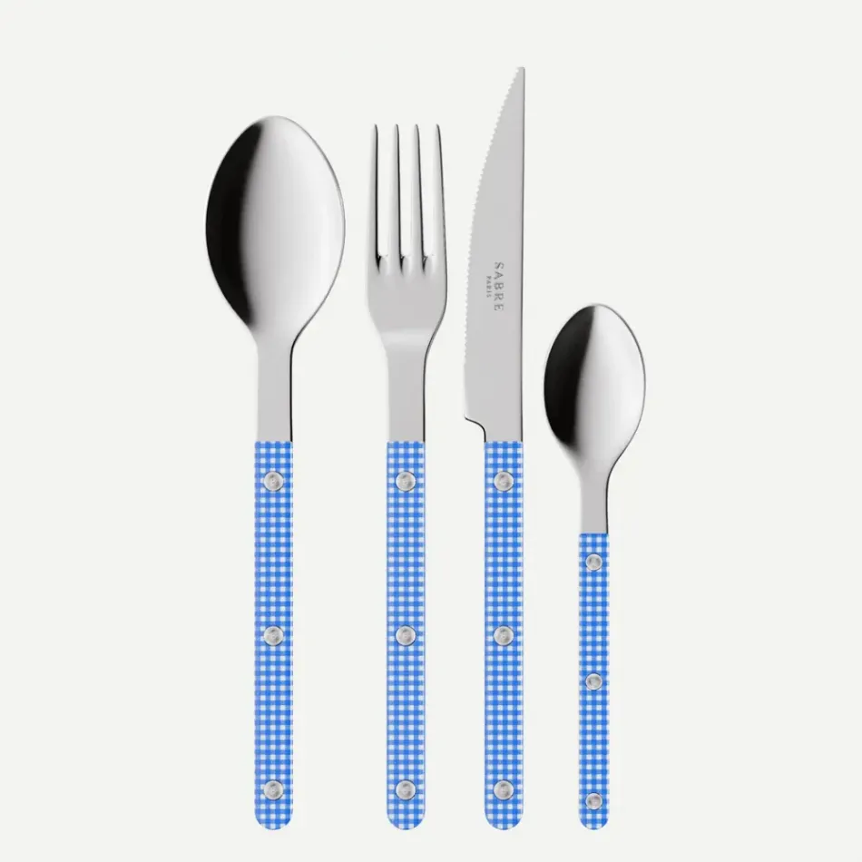 Bistrot Gingham Blue 24 Pieces Cutlery Set 9"1/4