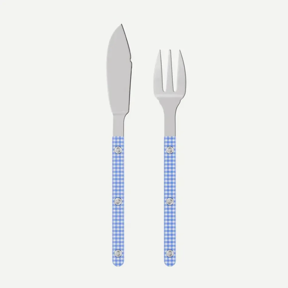 Bistrot Gingham Blue Fish Set 8"1/4