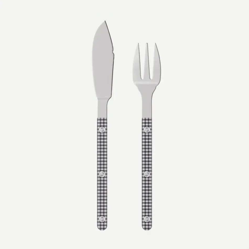 Bistrot Gingham Black Fish Set 8"1/4