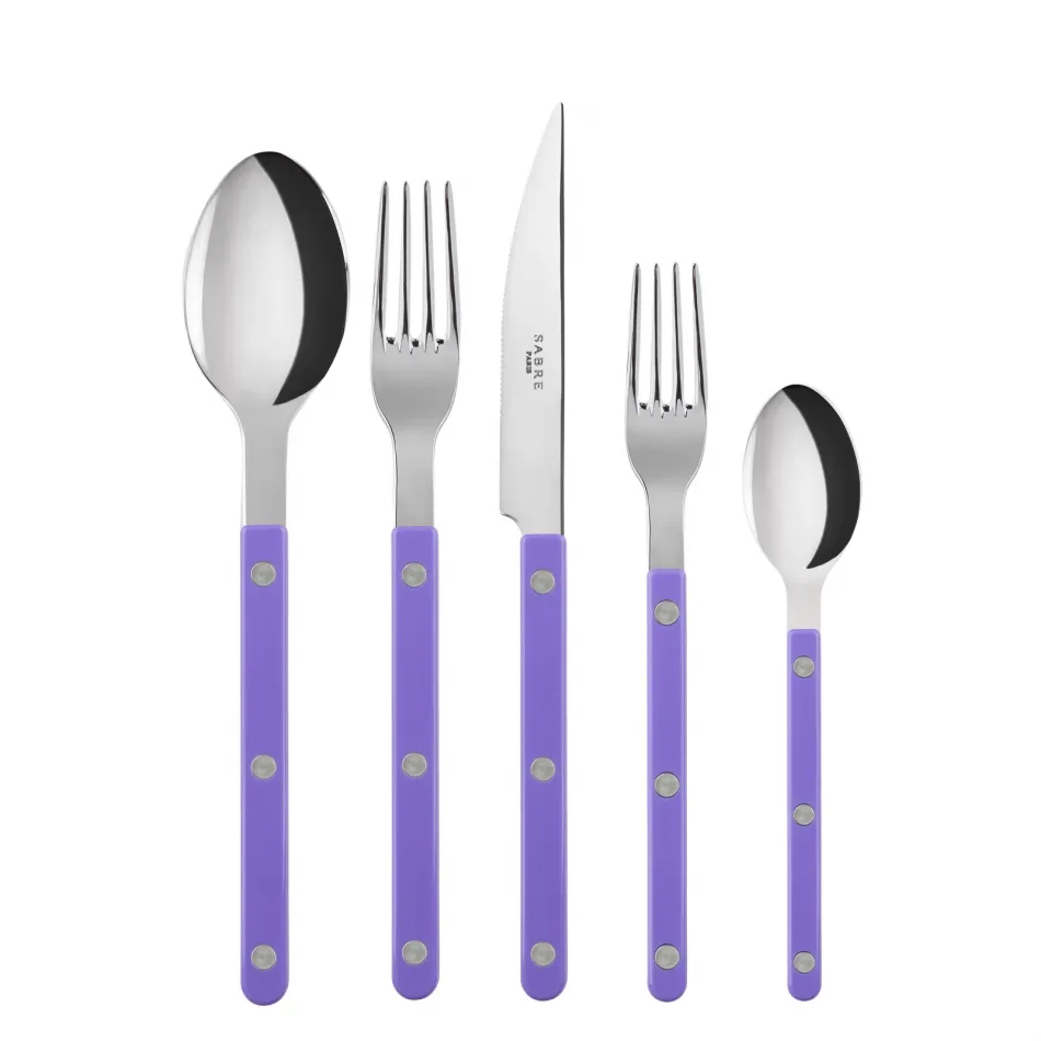 Bistrot Shiny Purple 5-Pc Setting (Dinner Knife, Dinner Fork, Soup Spoon, Salad Fork, Teaspoon)