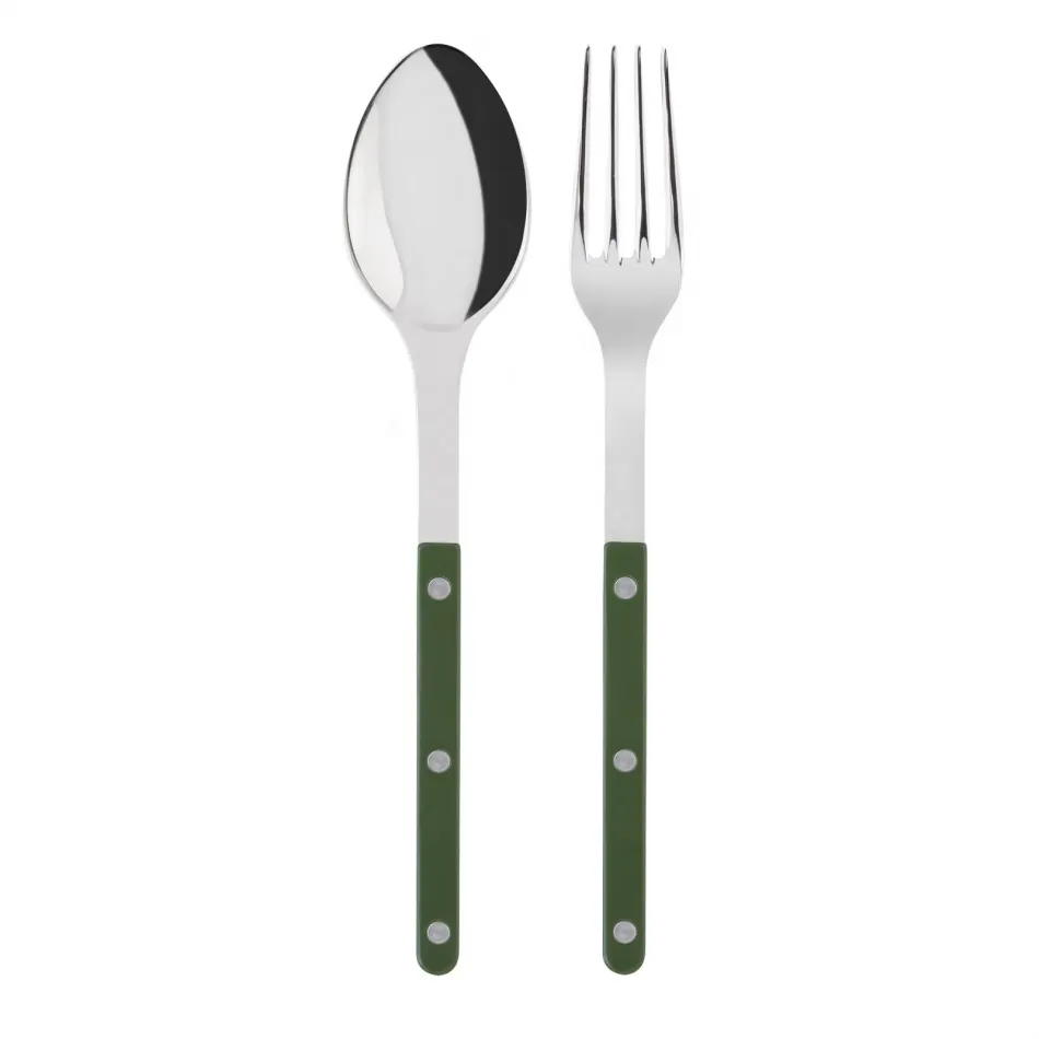 Bistrot Shiny Green 2-Pc Serving Set 10.25" (Fork, Spoon)