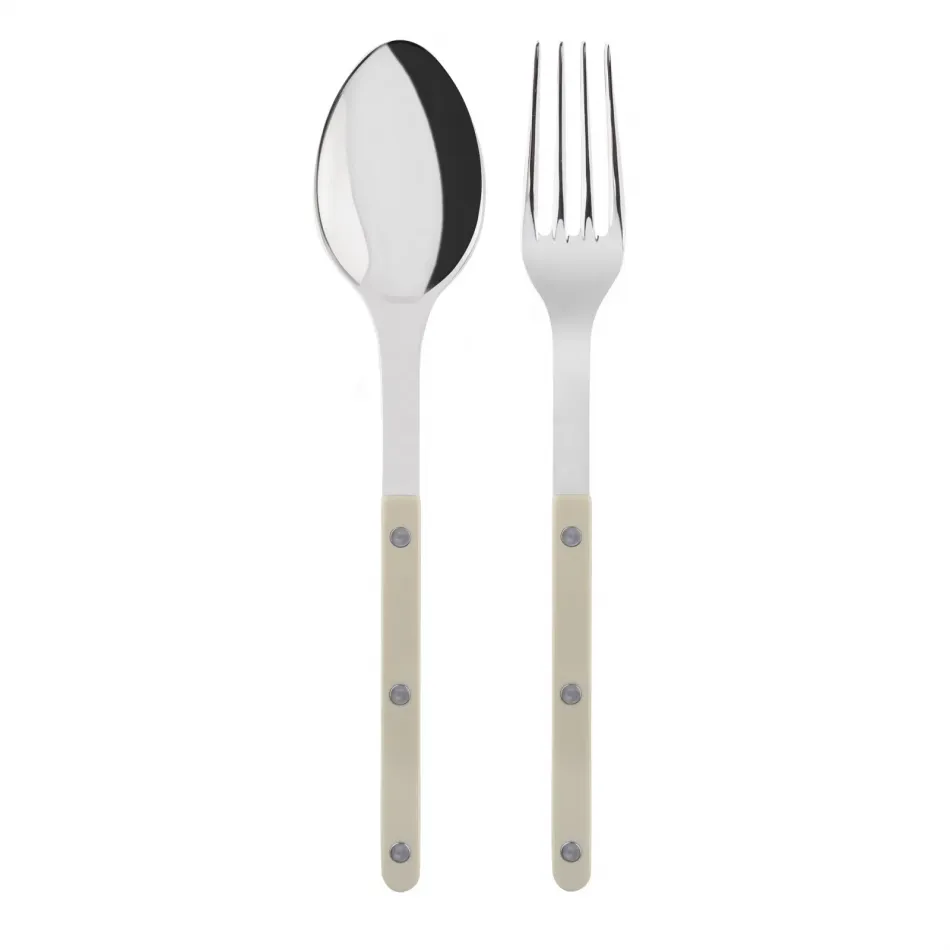 Bistrot Shiny Light Khaki 2-Pc Serving Set 10.25" (Fork, Spoon)