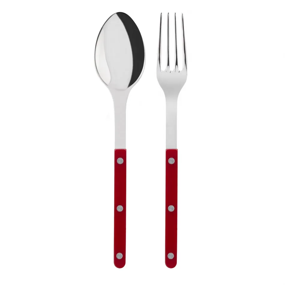 Bistrot Shiny Burgundy 2-Pc Serving Set 10.25" (Fork, Spoon)