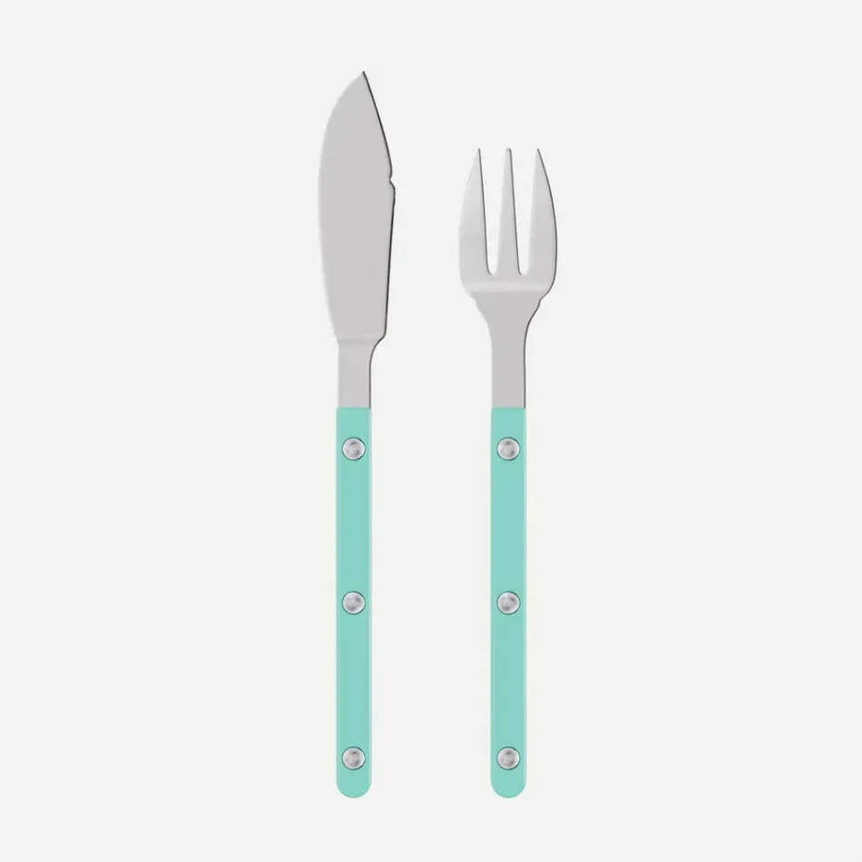 Bistrot Solid Turquoise Fish Set 8"1/4