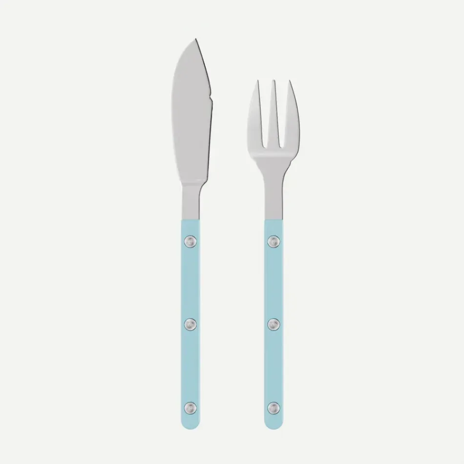 Bistrot Solid Pastel Blue Fish Set 8"1/4