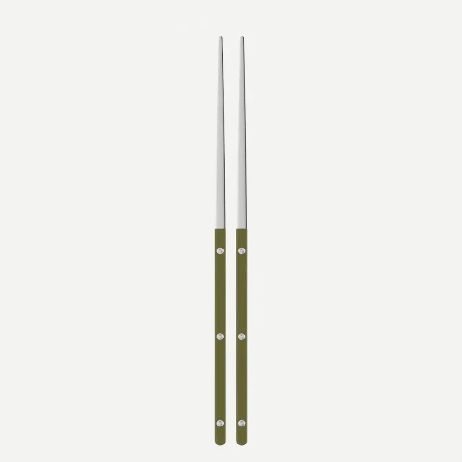 Bistrot Solid Green Fern Pair Of Chopsticks 9"