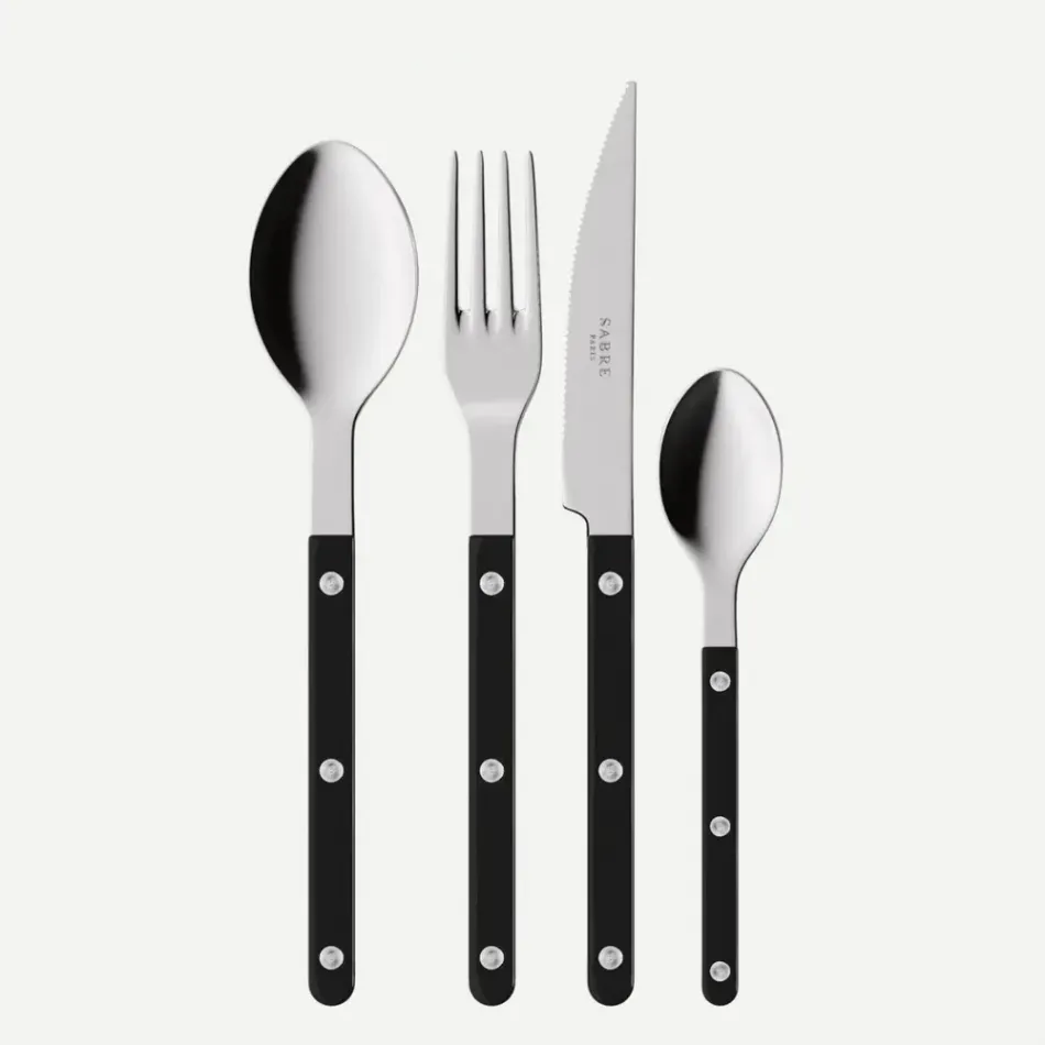 Bistrot Solid Black 48 Pieces Cutlery Set 9"1/4
