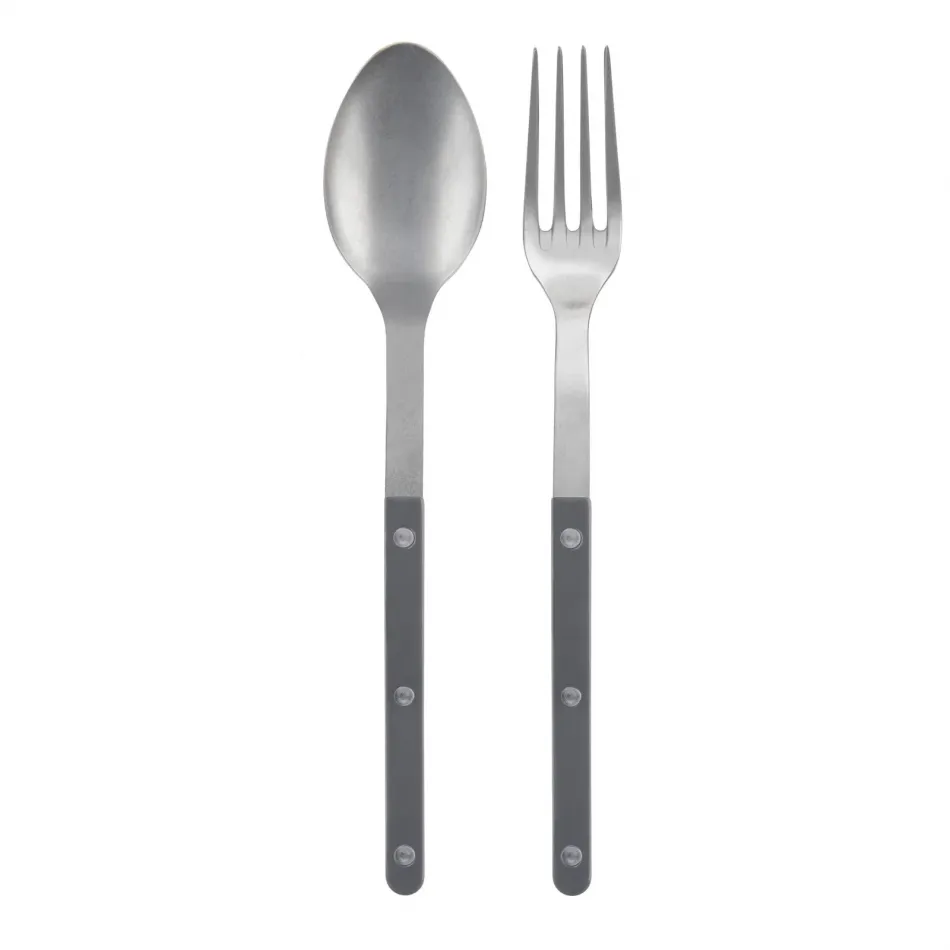 Bistrot Vintage Dark Grey 2-Pc Serving Set 10.25" (Fork, Spoon)