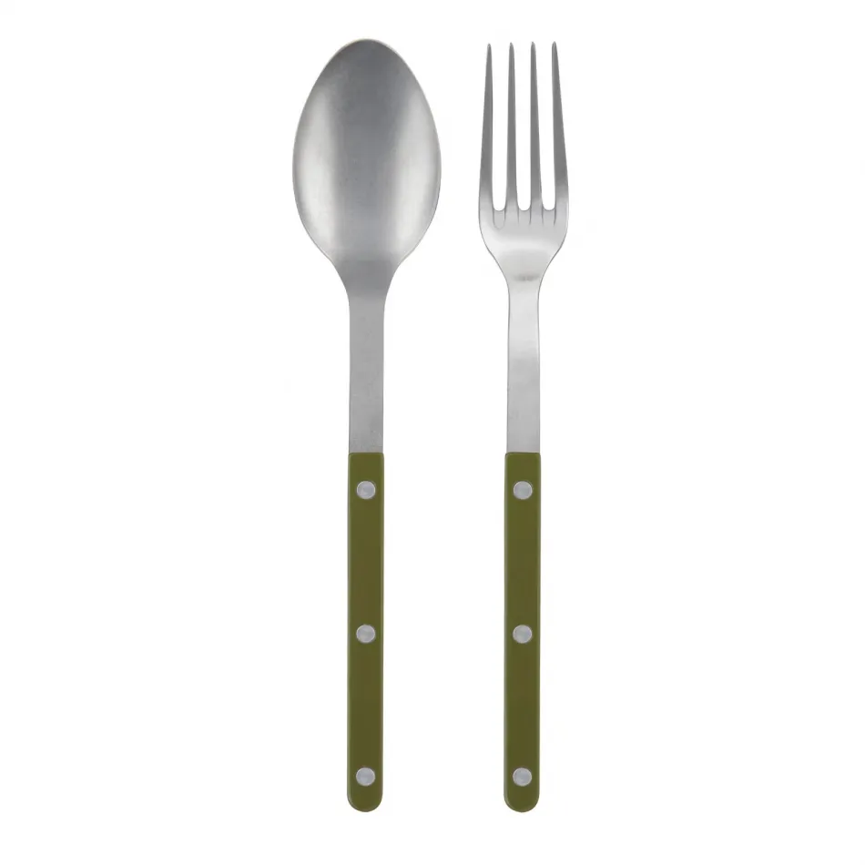 Bistrot Vintage Green Fern 2-Pc Serving Set 10.25" (Fork, Spoon)