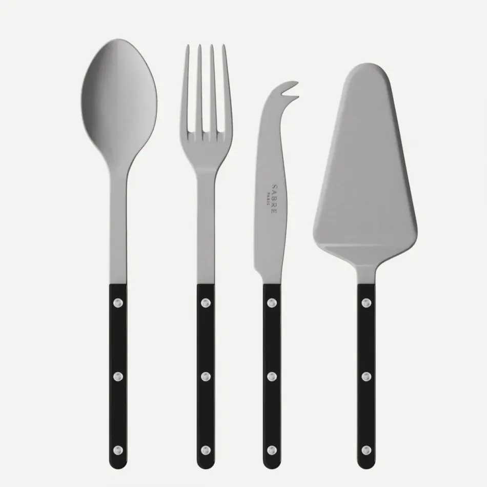 Bistrot Vintage Black Set Of 4 Serving Pieces (Serving Spoon, Serving Fork, Cheese Knife Large, Tart Slicer)