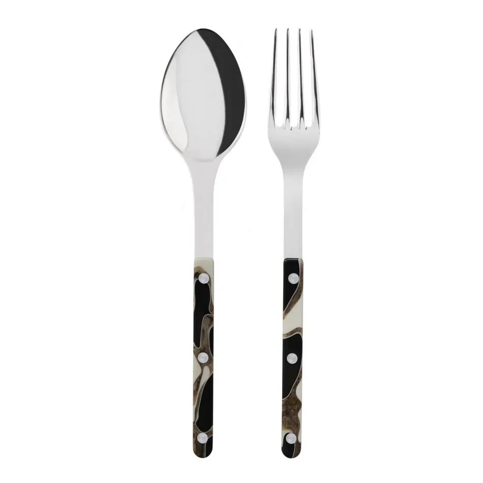 Bistrot Shiny Dune Black 2-Pc Serving Set 10.25" (Fork, Spoon)