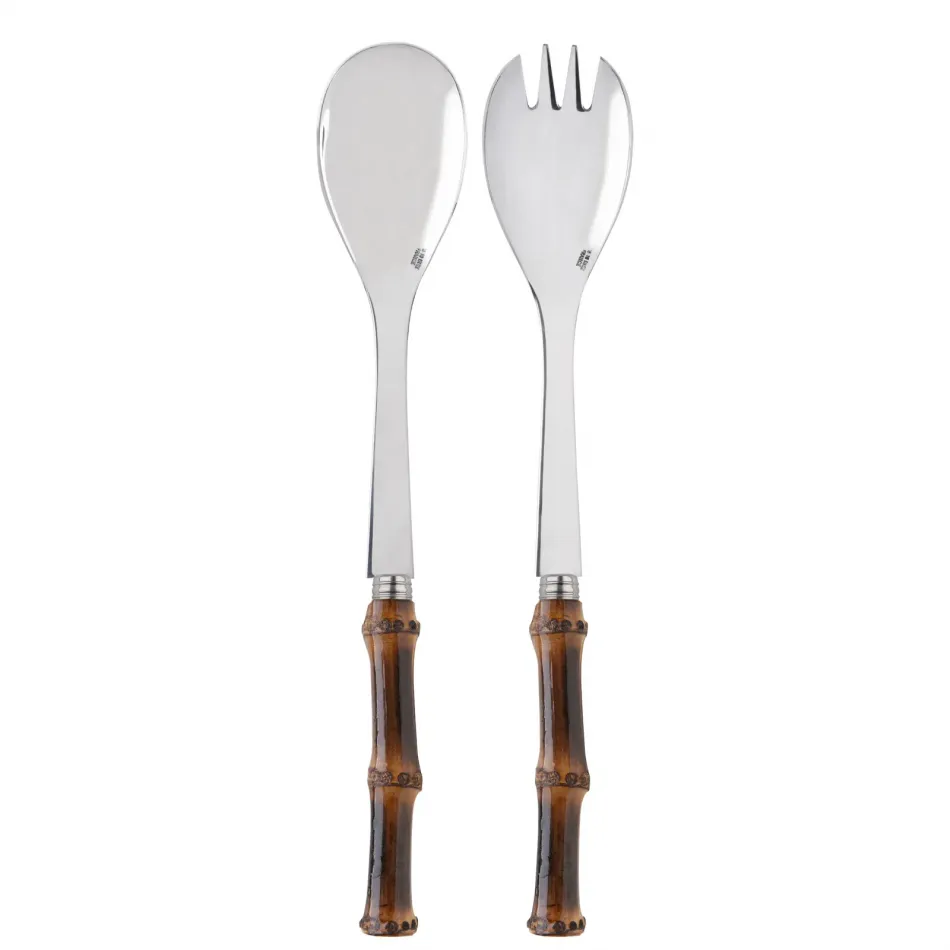 Panda Dark Bamboo 2-Pc Salad Serving Set 10.25" (Fork, Spoon)