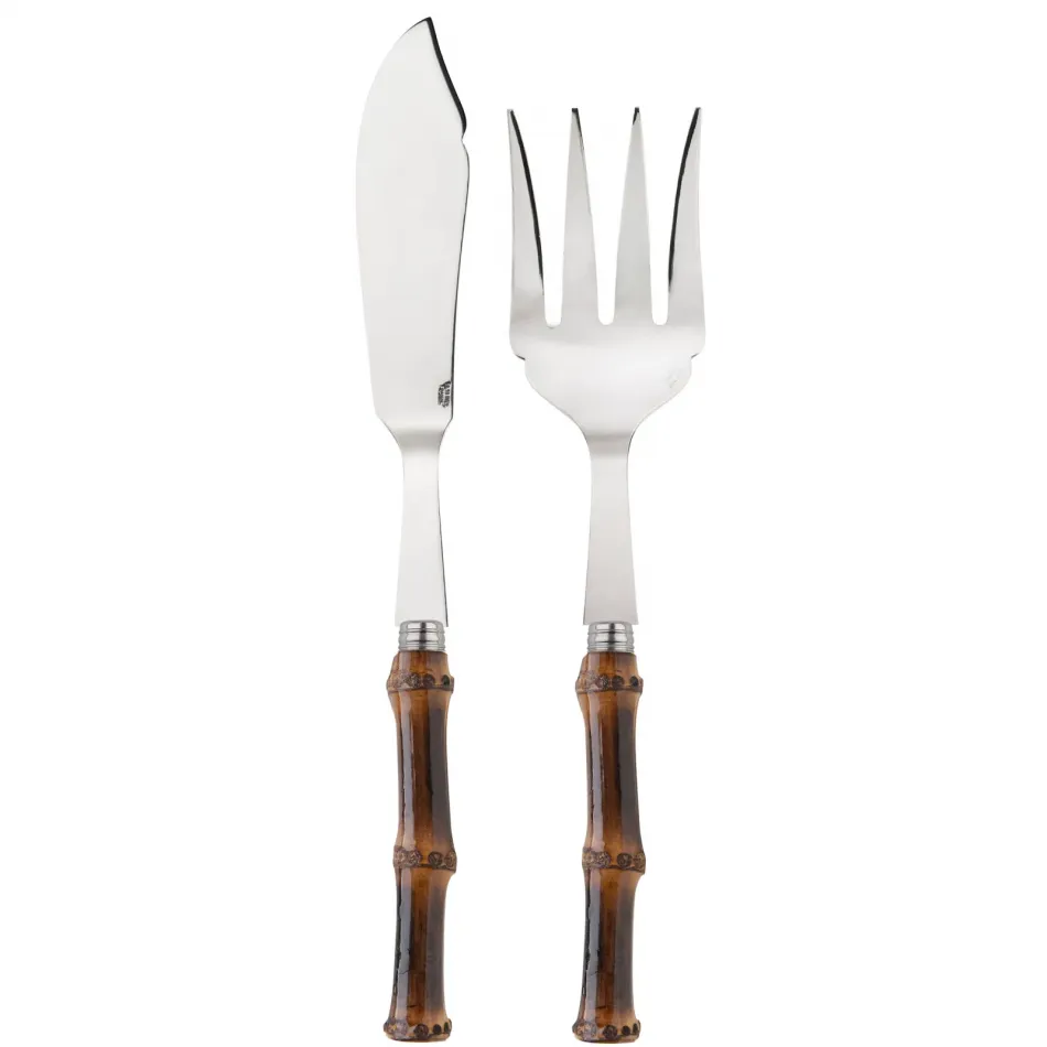 Panda Dark Bamboo 2-Pc Fish Serving Set 11" (Knife, Fork)