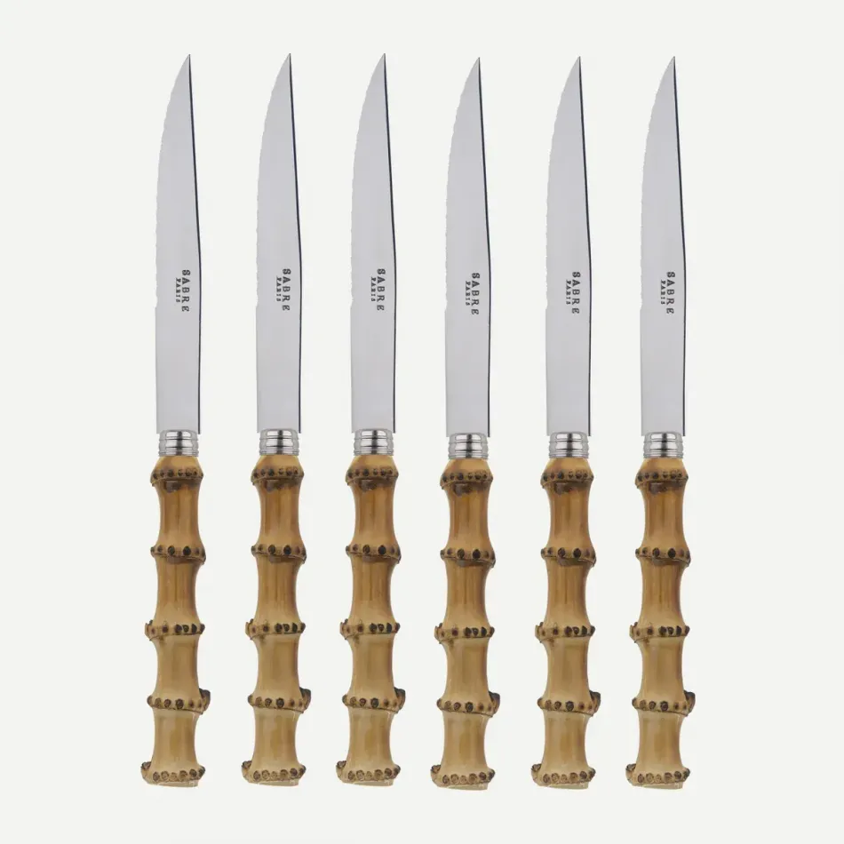 Panda Bamboo Set Of 6 Steak Knives