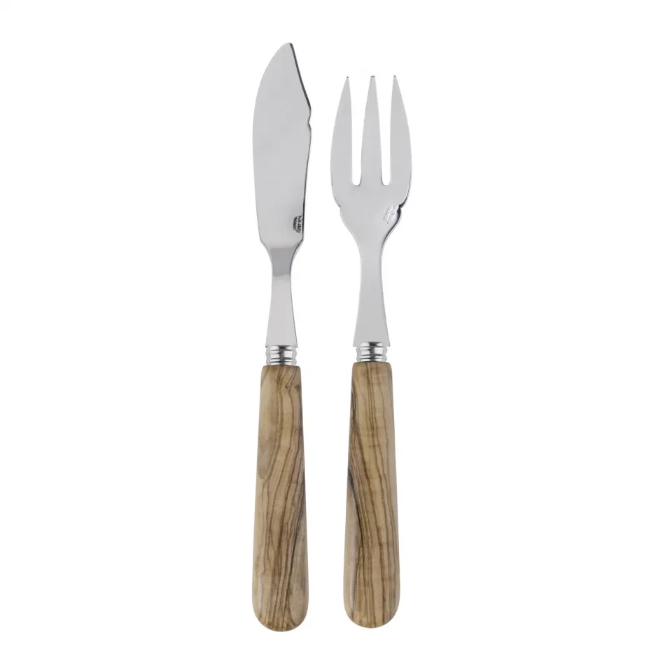 Lavandou Olive Tree Wood Fish Set 8.25" (Knife, Fork)