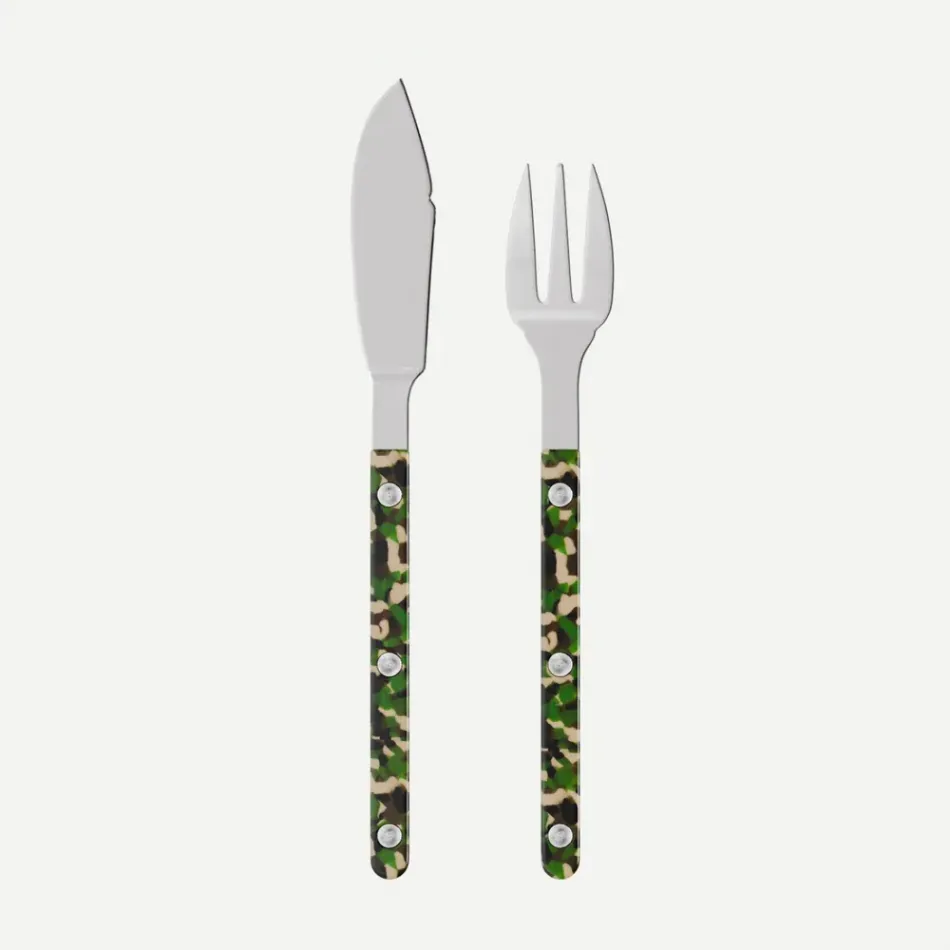 Bistrot Camouflage Green Fish Set 8"1/4