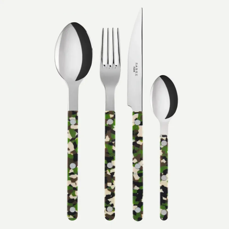 Bistrot Camouflage Green 48 Pieces Cutlery Set 9"1/4