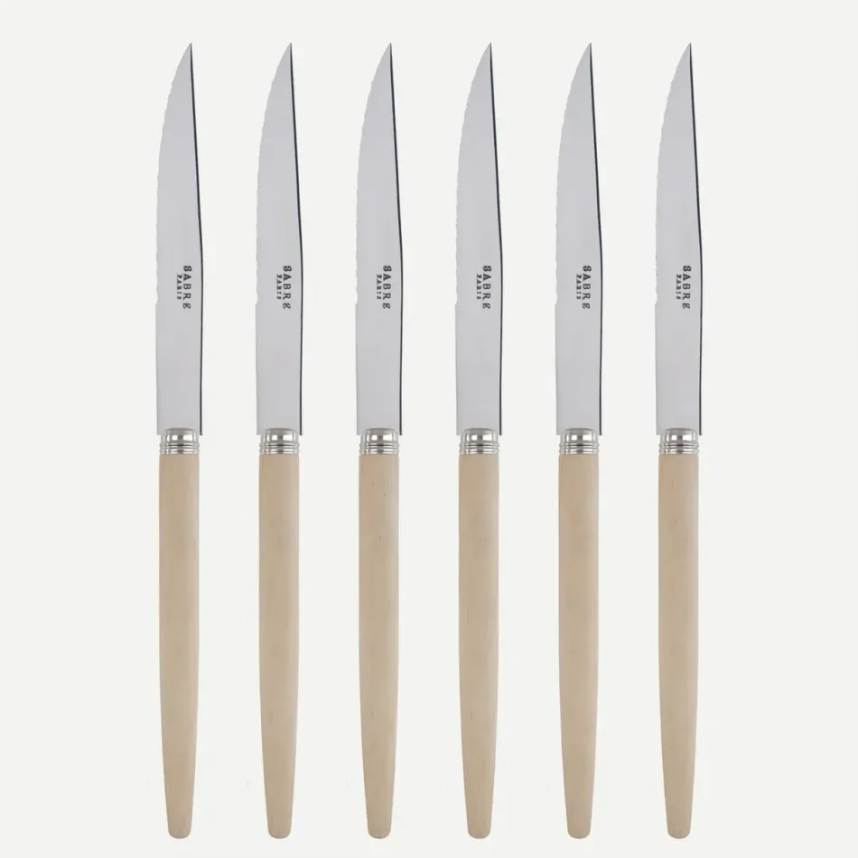Jonc Light Wood Set Of 6 Steak Knives