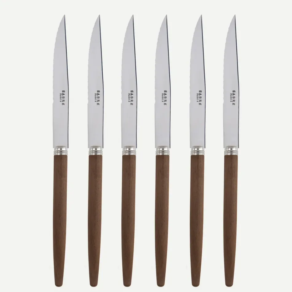 Jonc Dark Wood Set Of 6 Steak Knives