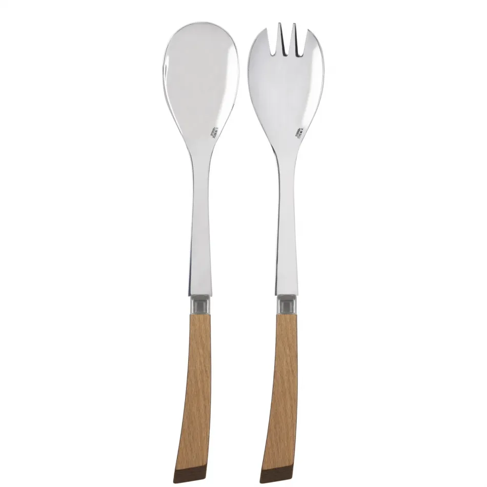 Numéro 1 Light Wood 2-Pc Salad Serving Set 10.25" (Fork, Spoon)