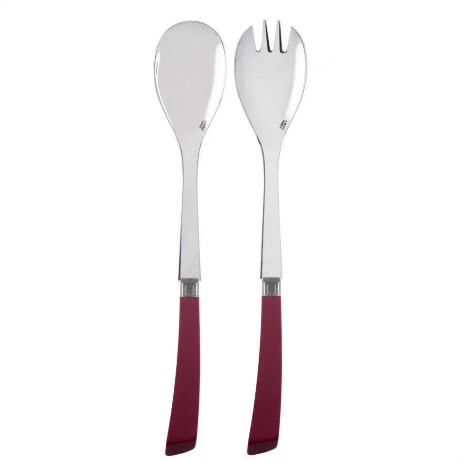 Numero 1 Burgundy 2-Pc Salad Serving Set 10.25" (Fork, Spoon)