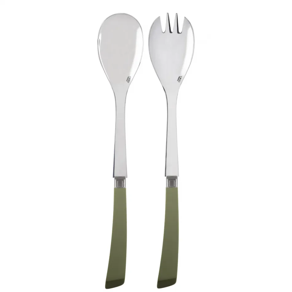 Numero 1 Green Fern 2-Pc Salad Serving Set 10.25" (Fork, Spoon)