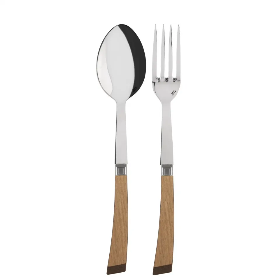 Numéro 1 Light Wood 2-Pc Serving Set 10.25" (Fork, Spoon)