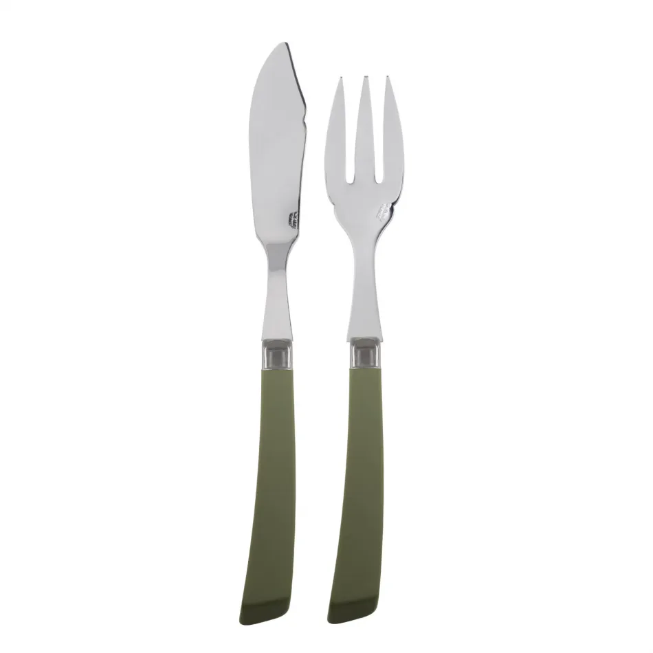 Numero 1 Green Fern Fish Set 8.25" (Knife, Fork)