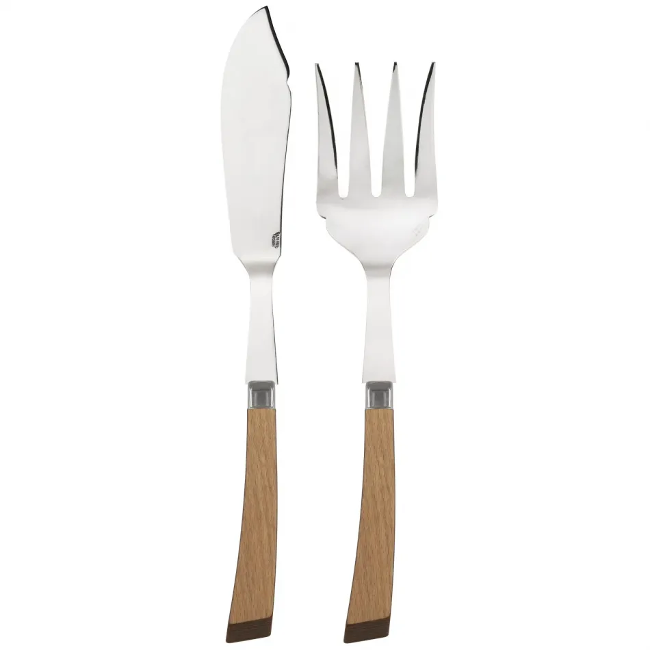 Numéro 1 Light Wood 2-Pc Fish Serving Set 11" (Knife, Fork)