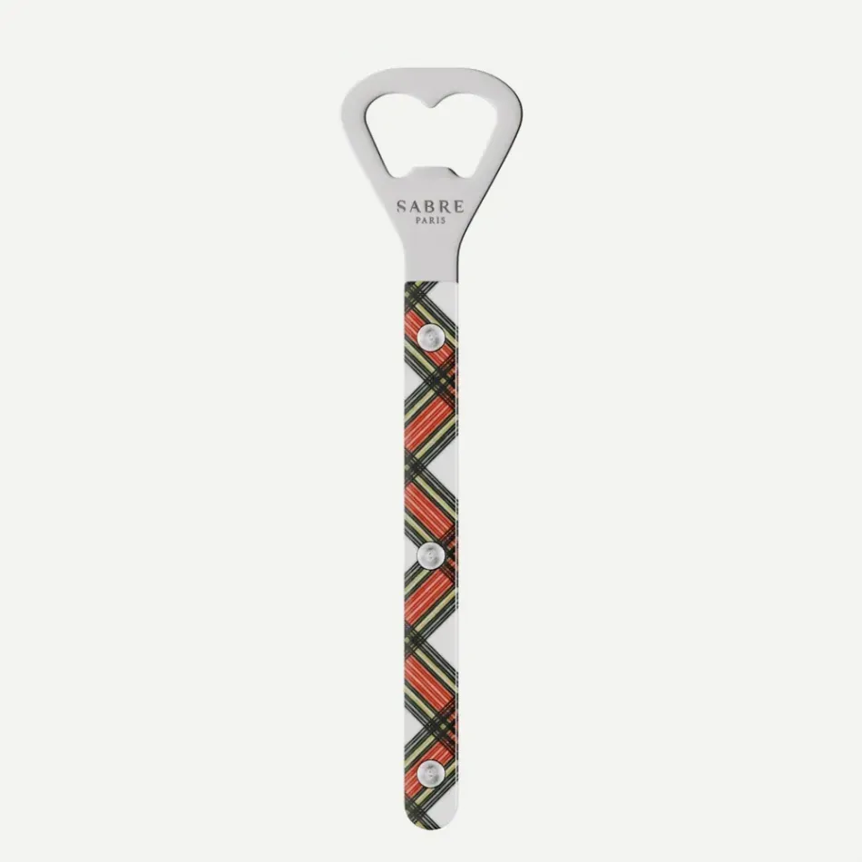 Bistrot Tartan White Bottle Opener 6"1/4