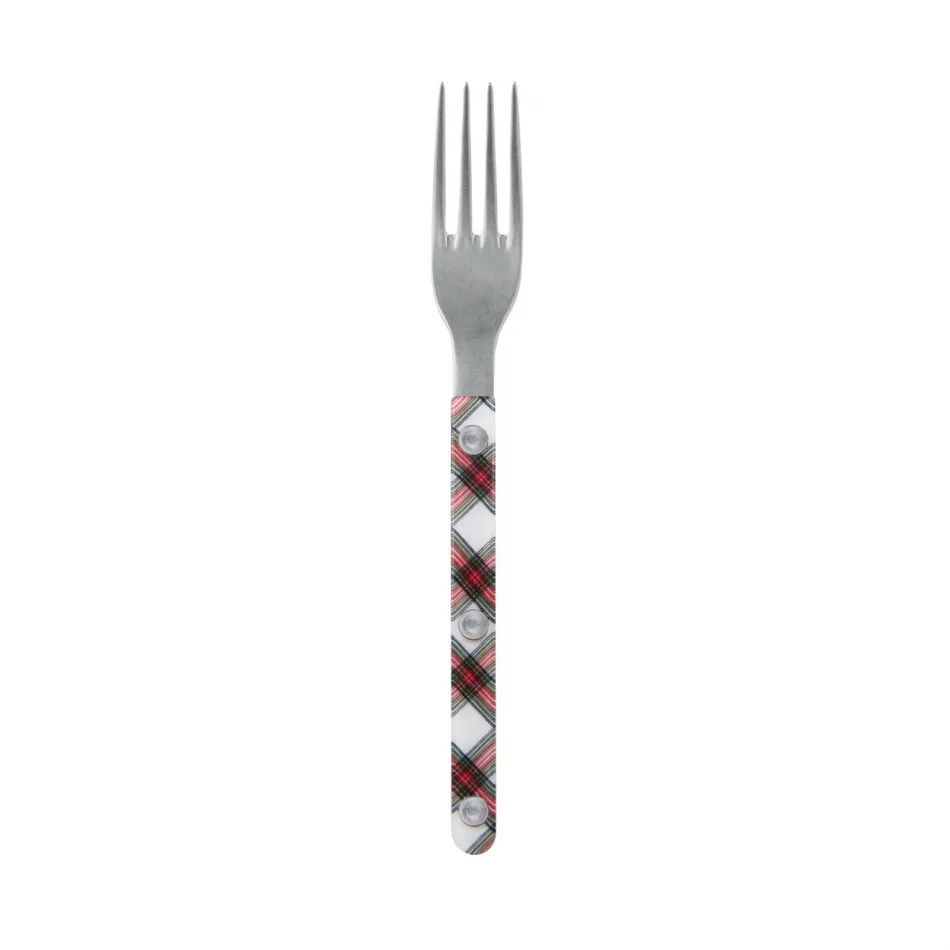 Bistrot Vintage Tartan White Small Fork 6.5"