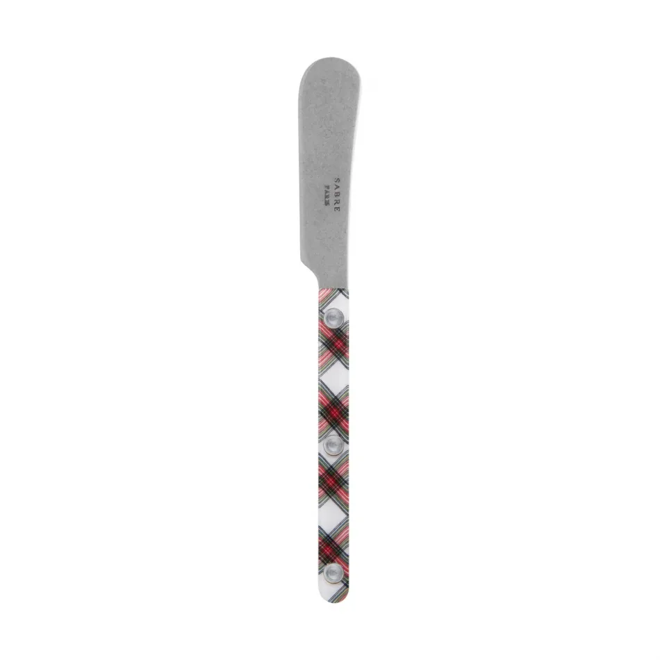 Bistrot Vintage Tartan White Butter Spreader 5.5"