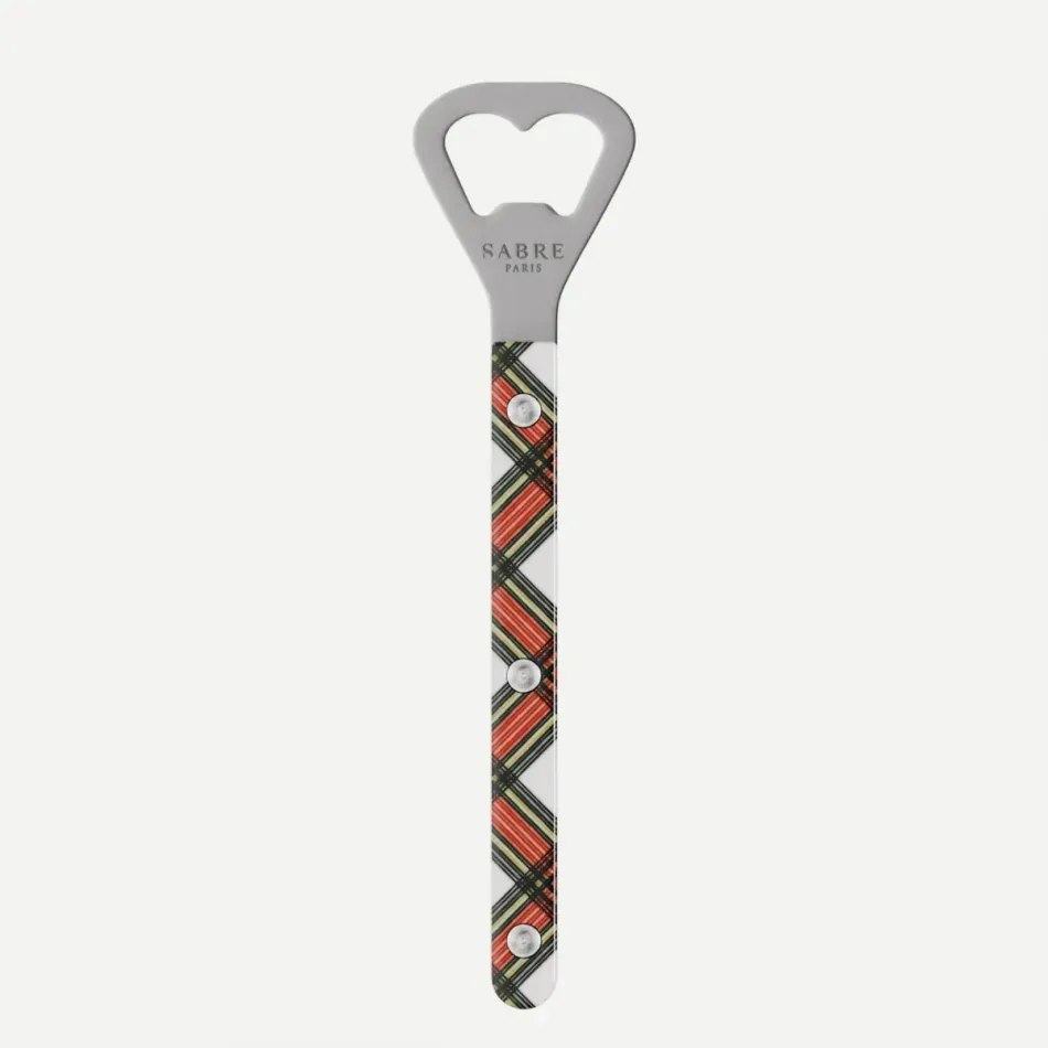Bistrot Vintage Tartan White Bottle Opener 6"1/4