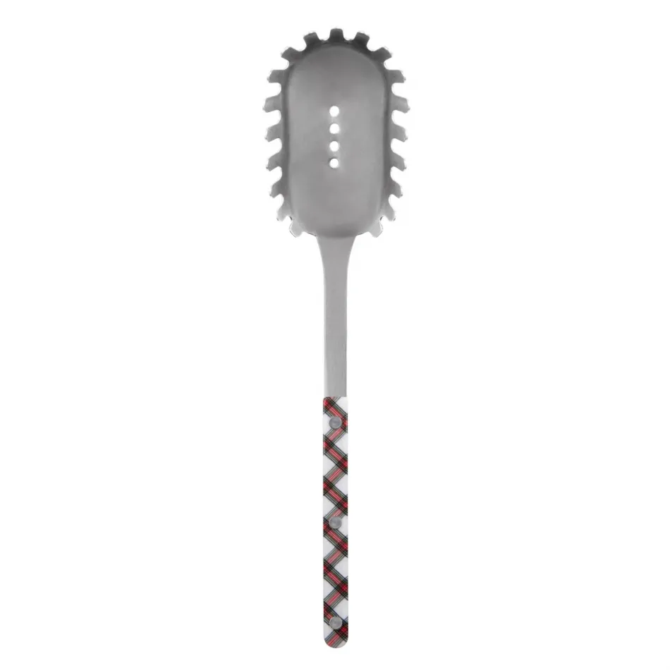 Bistrot Vintage Tartan White Spaghetti Spoon 11.5"