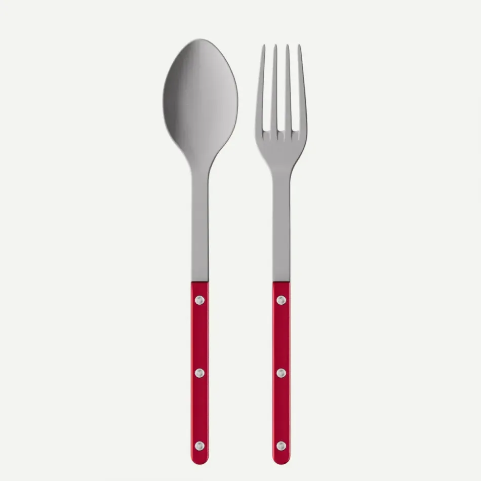Bistrot Vintage Pearly Red 2-Pc Serving Set 10.25" (Fork, Spoon)