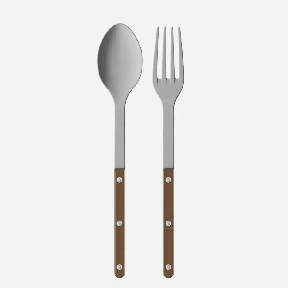 Bistrot Vintage Pearly Brown 2-Pc Serving Set 10.25" (Fork, Spoon)