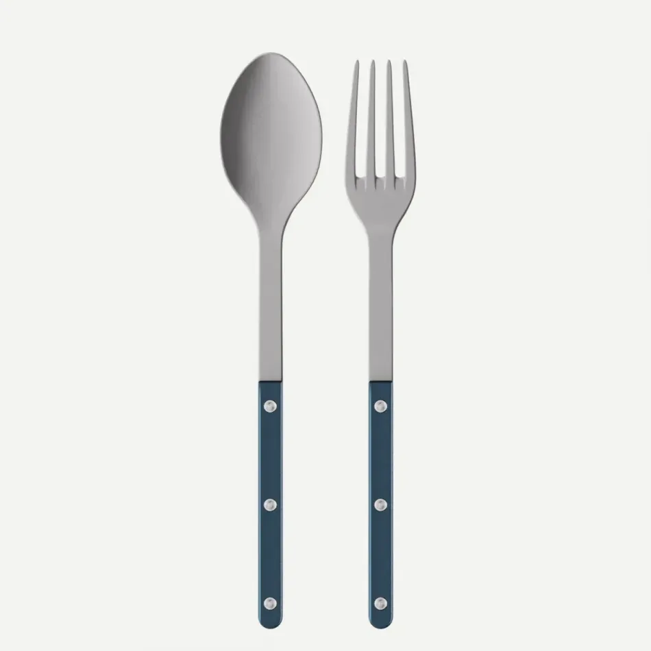 Bistrot Vintage Pearly Steel Blue 2-Pc Serving Set 10.25" (Fork, Spoon)