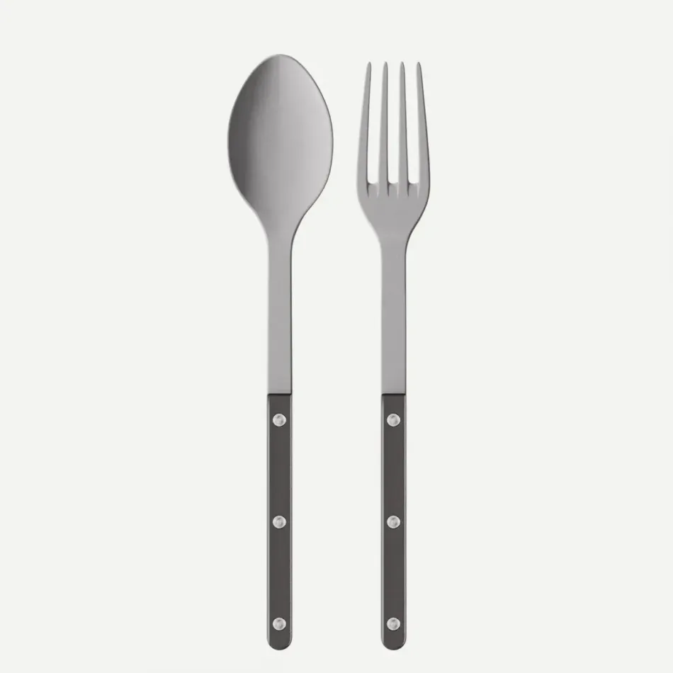 Bistrot Vintage Pearly Dark Grey 2-Pc Serving Set 10.25" (Fork, Spoon)