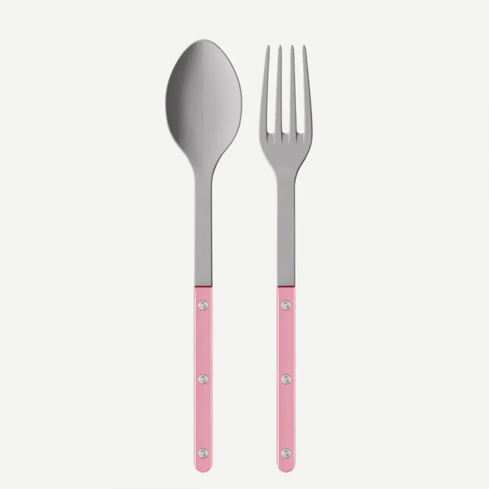 Bistrot Vintage Pearly Soft Pink 2-Pc Serving Set 10.25" (Fork, Spoon)