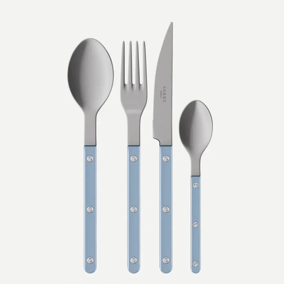 Bistrot Vintage Pearly Light Blue 24 Pieces Cutlery Set 9.25"