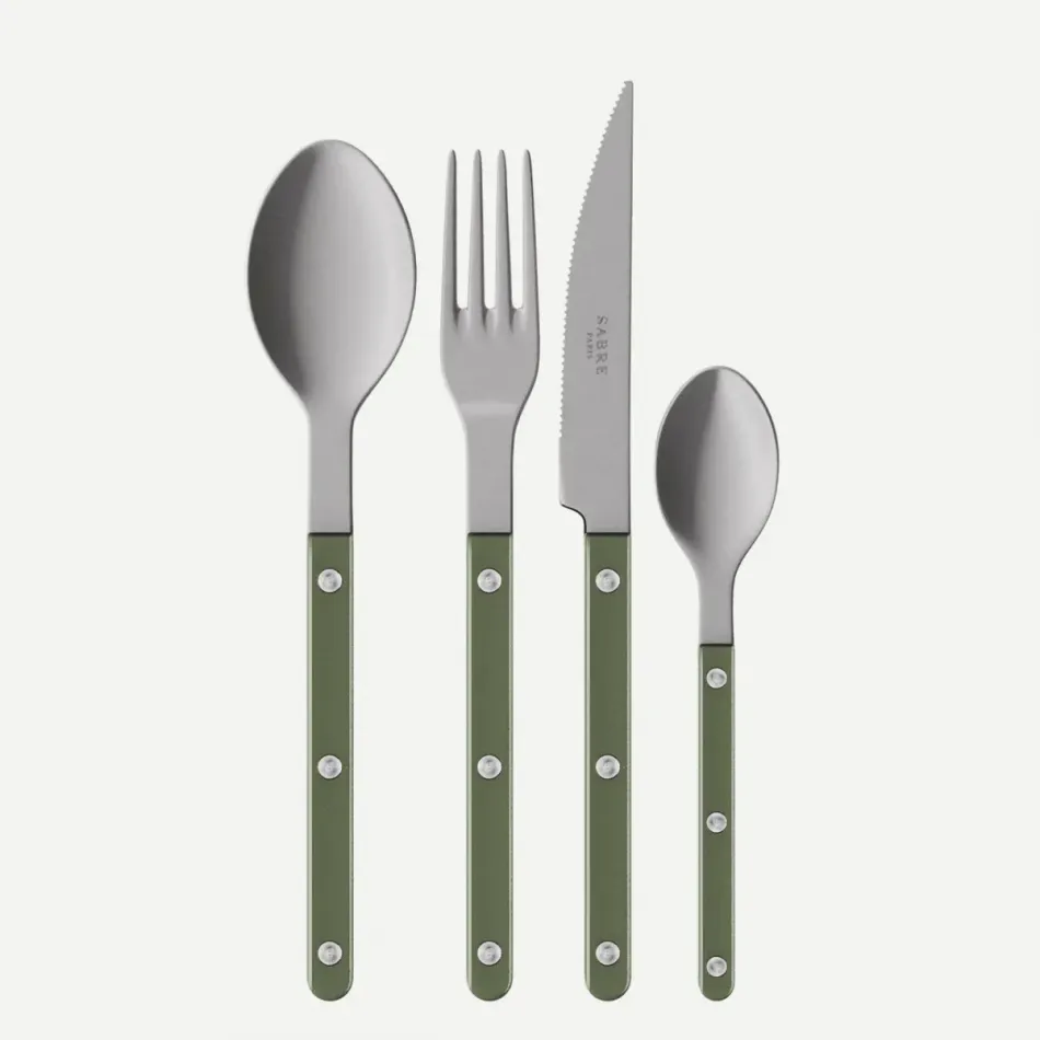 Bistrot Vintage Pearly Dark Green 24 Pieces Cutlery Set 9.25"
