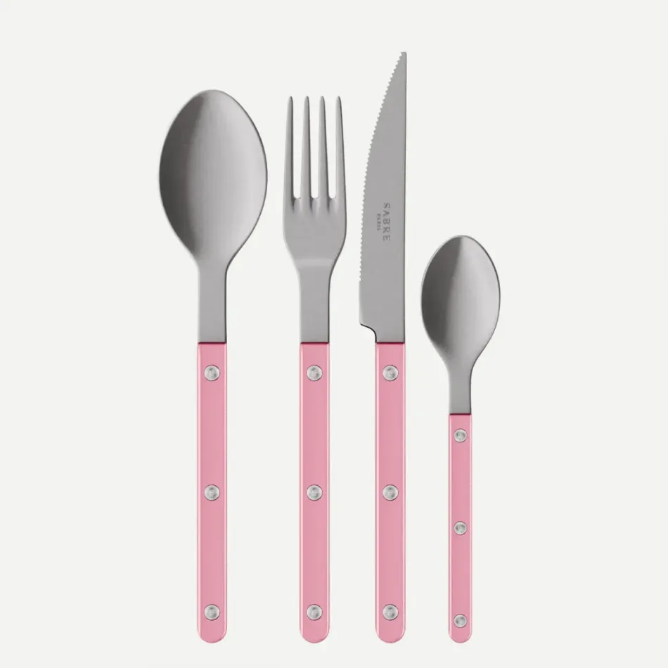 Bistrot Vintage Pearly Soft Pink 24-Pc Flatware Set (6x dinner knives, dinner forks, soup spoons, teaspoons)