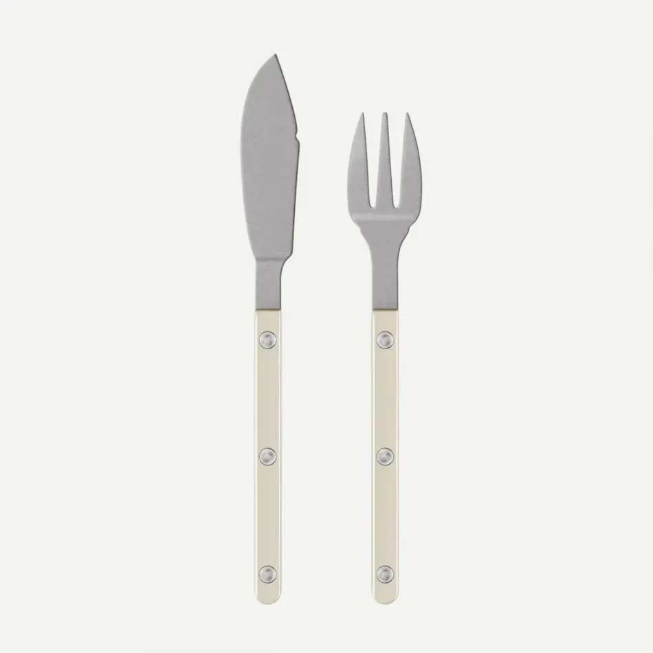 Bistrot Vintage Pearly Pearl Fish Set 8.25" (Knife, Fork)