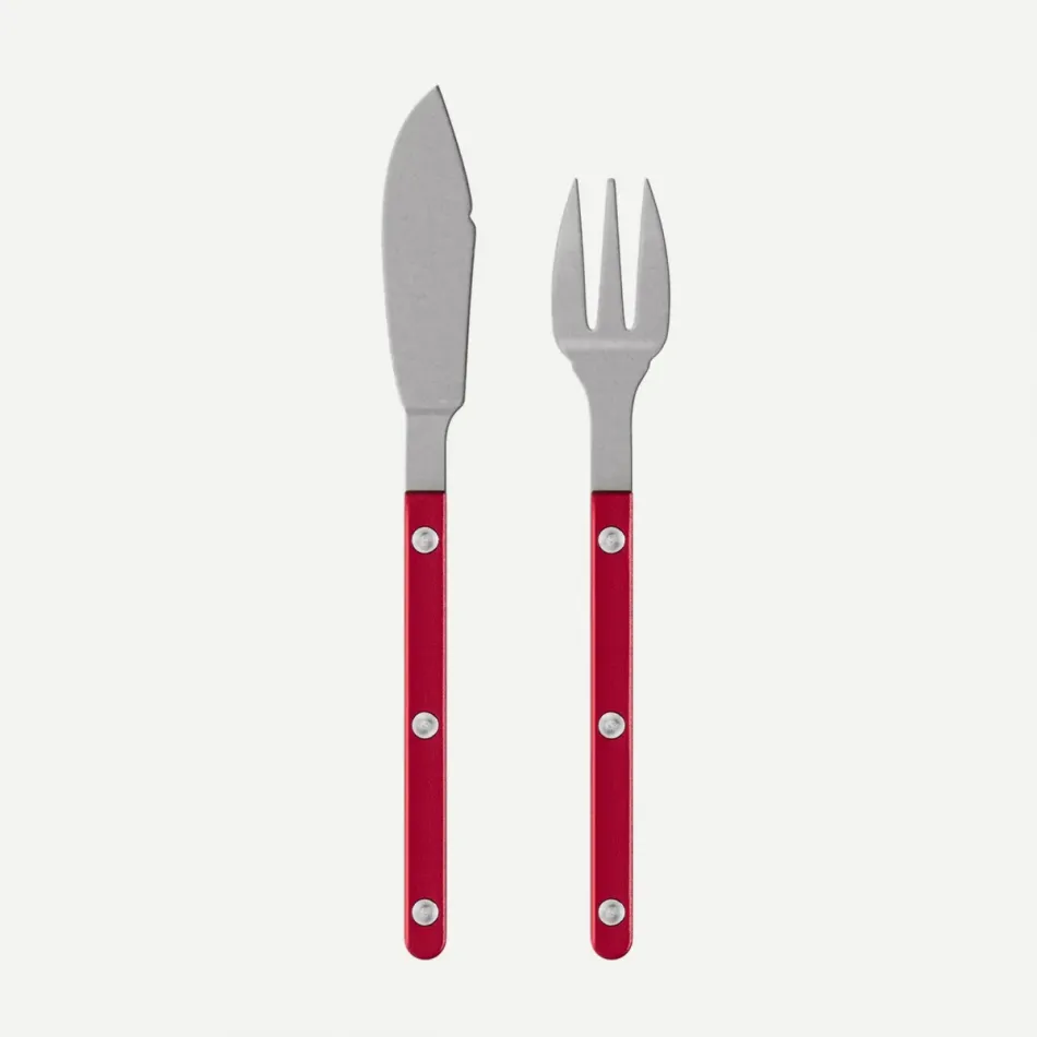 Bistrot Vintage Pearly Red Fish Set 8.25" (Knife, Fork)