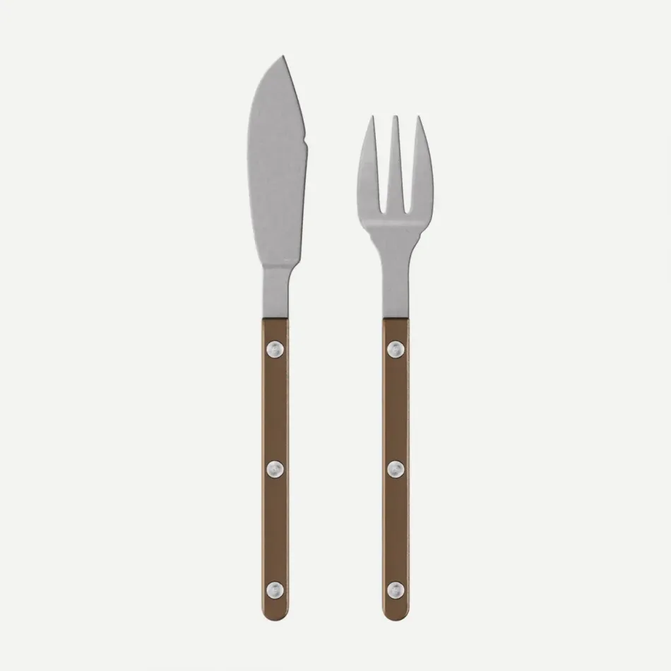 Bistrot Vintage Pearly Brown Fish Set 8.25" (Knife, Fork)