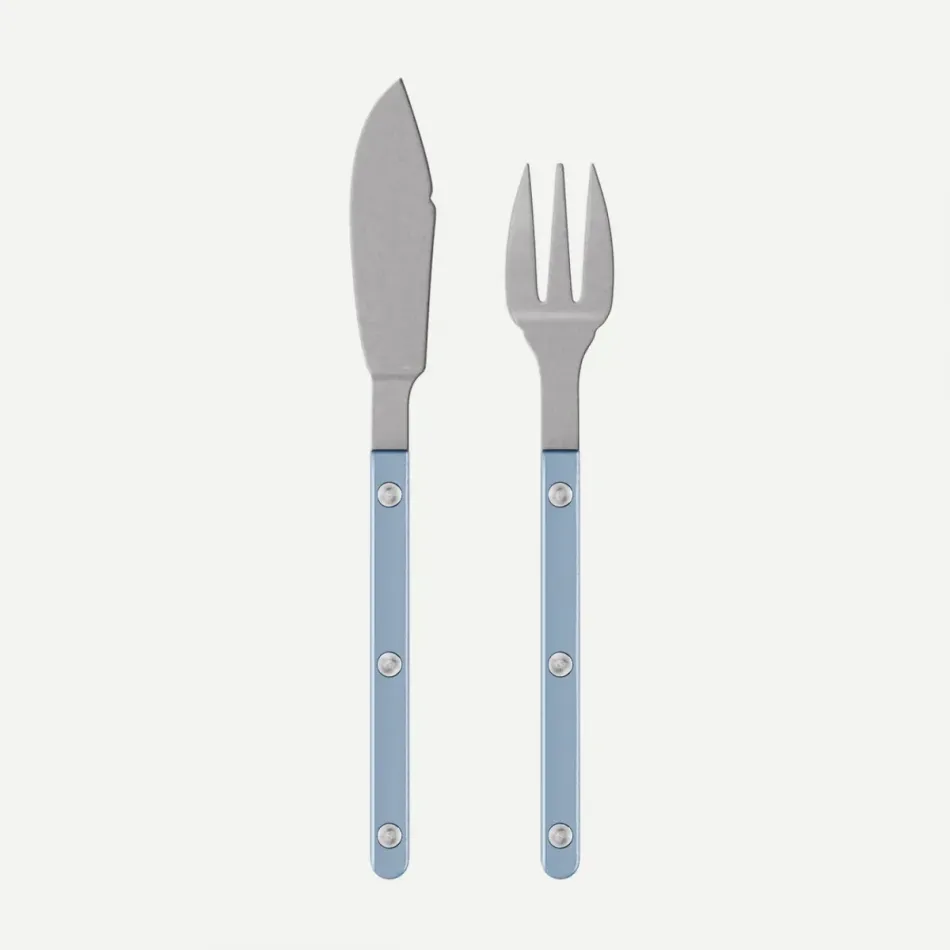 Bistrot Vintage Pearly Light Blue Fish Set 8.25"