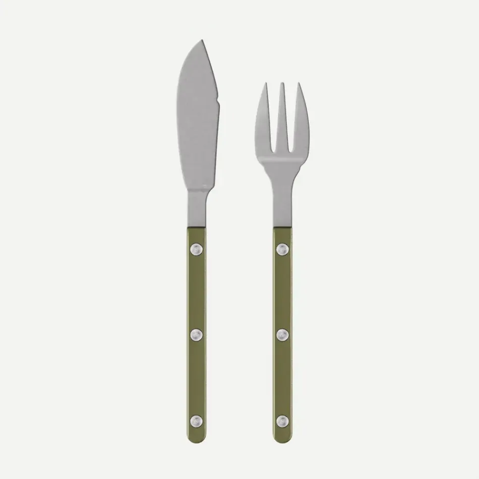 Bistrot Vintage Pearly Olive Fish Set 8.25"