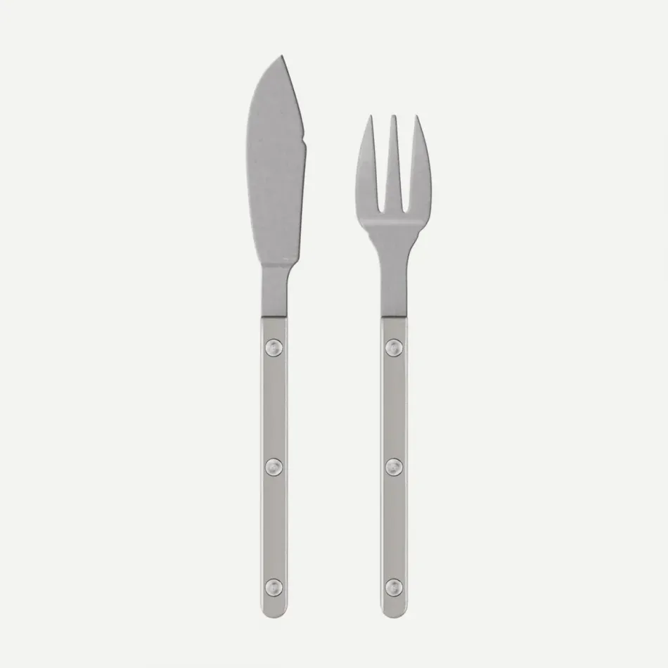Bistrot Vintage Pearly Grey Fish Set 8.25"